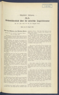 Gesamt&uuml;berblick &uuml;ber die Polnische Tagesliteratur 1909.08.31 R.17 Nr34