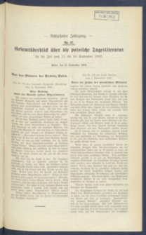Gesamt&uuml;berblick &uuml;ber die Polnische Tagesliteratur 1909.09.21 R.17 Nr37