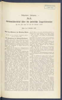Gesamt&uuml;berblick &uuml;ber die Polnische Tagesliteratur 1909.11.02 R.17 Nr43