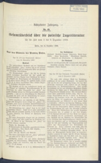 Gesamt&uuml;berblick &uuml;ber die Polnische Tagesliteratur 1909.12.14 R.17 Nr49