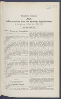 Gesamt&uuml;berblick &uuml;ber die Polnische Tagesliteratur 1910.05.10 R.19 Nr18