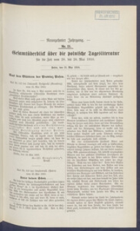 Gesamt&uuml;berblick &uuml;ber die Polnische Tagesliteratur 1910.05.31 R.19 Nr21