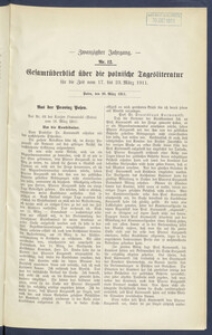 Gesamt&uuml;berblick &uuml;ber die Polnische Tagesliteratur 1911.03.28 R.20 Nr12