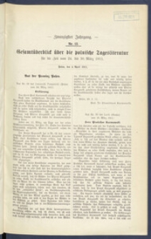 Gesamt&uuml;berblick &uuml;ber die Polnische Tagesliteratur 1911.04.04 R.20 Nr13
