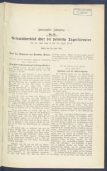Gesamt&uuml;berblick &uuml;ber die Polnische Tagesliteratur 1911.06.20 R.20 Nr24
