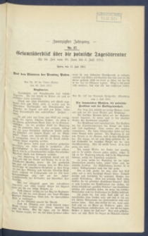 Gesamt&uuml;berblick &uuml;ber die Polnische Tagesliteratur 1911.07.11 R.20 Nr27