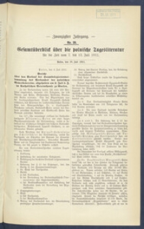 Gesamt&uuml;berblick &uuml;ber die Polnische Tagesliteratur 1911.07.18 R.20 Nr28