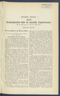 Gesamt&uuml;berblick &uuml;ber die Polnische Tagesliteratur 1911.07.25 R.20 Nr29