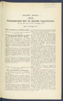 Gesamt&uuml;berblick &uuml;ber die Polnische Tagesliteratur 1911.08.29 R.20 Nr34