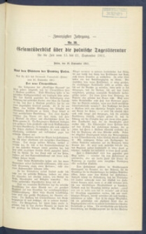 Gesamt&uuml;berblick &uuml;ber die Polnische Tagesliteratur 1911.09.26 R.20 Nr38