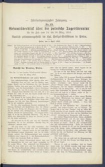 Gesamt&uuml;berblick &uuml;ber die Polnische Tagesliteratur 1916.04.04 R.25 Nr13