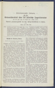 Gesamt&uuml;berblick &uuml;ber die Polnische Tagesliteratur 1916.05.09 R.25 Nr18