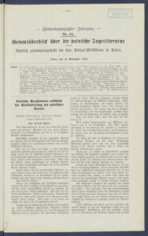 Gesamt&uuml;berblick &uuml;ber die Polnische Tagesliteratur 1916.11.14 R.25 Nr45