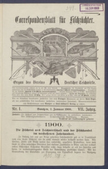 Korrespondenzblatt f&uuml;r Fischz&uuml;chter 1900.01.01 Jg.7 Nr1