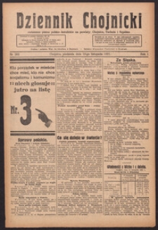 Dziennik Chojnicki : codzienne pismo polsko-katolickie połączone z Orędownikiem Powiatowym Starostwa Chojnickiego 1921.11.13 R.1 Nr262