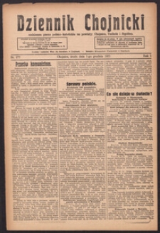 Dziennik Chojnicki : codzienne pismo polsko-katolickie połączone z Orędownikiem Powiatowym Starostwa Chojnickiego 1921.12.01 R.1 Nr277