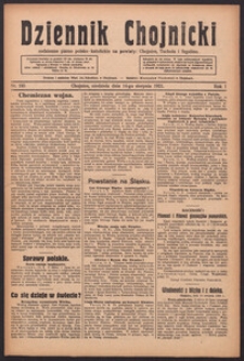 Dziennik Chojnicki : codzienne pismo polsko-katolickie połączone z Orędownikiem Powiatowym Starostwa Chojnickiego 1921.08.14 R.1 Nr185