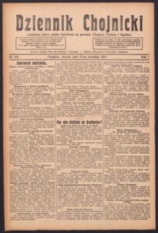 Dziennik Chojnicki : codzienne pismo polsko-katolickie połączone z Orędownikiem Powiatowym Starostwa Chojnickiego 1921.09.27 R.1 Nr222