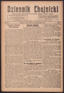 Dziennik Chojnicki : codzienne pismo polsko-katolickie połączone z Orędownikiem Powiatowym Starostwa Chojnickiego 1921.10.11 R.1 Nr234