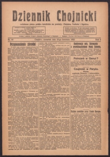 Dziennik Chojnicki : codzienne pismo polsko-katolickie połączone z Orędownikiem Powiatowym Starostwa Chojnickiego 1922.04.20 R.2 Nr88