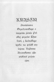 Stanisława Orzechowskiego Książki o ruszeniu ziemie polskiej przeciw Turkowi