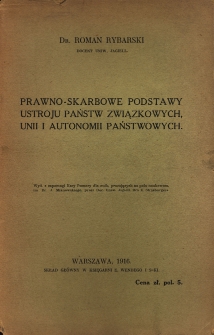 Prawno-skarbowe podstawy ustroju państw związkowych, unii i autonomii państwowych