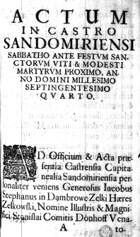 Konfederacya Generalna Stanów Koronnych y W. X. Litt: na Ziezdzie Walnym, pod Sandomirzem postanowiona
