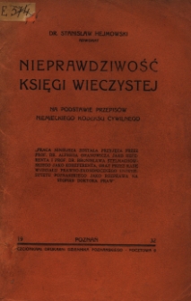 Nieprawdziwość księgi wieczystej na podstawie przepis&oacute;w niemieckiego kodeksu cywilnego