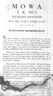 Mowa J.K.Mci na Sessyi Seymowy Dnia 15. Marca 1790. oku miana