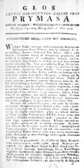 Głos Jasnie Oswieconego Xięcia Jmci Prymasa Korony Polskiey i Wielkiego Xięstwa Litewskiego na Sessyi Seymowey miany Dnia 26. 8bra 1786.