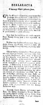 Deklaracya o kurrencyi Monet i płaceniu summ