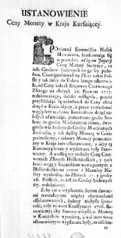 Ustanowienie Ceny Monety w Kraju Kursuiącey