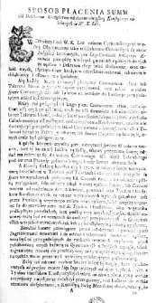 Spos&oacute;b płacenia Summ od Debitorow Kredytorom ad datam ninieyszey Konstytucyi należących w W. X. Litt.