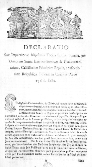Declaratio Suae Imperatoriae Majestatis Totius Russiae nomine, per Oratorem Suum Extraordinarium & Plenipotentiarium, Celsissimum Principem Repnin, confoederatae Republicae Polonae in Comitiis Anno 1766. facta