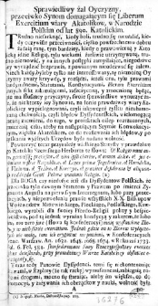 Sprawiedliwy żal Oyczyzny, przeciwko Synom domagaiącym się Liberum Exercitium wiary Akatolik&oacute;w, w Narodzie Polskim od lat 890. Katolickim
